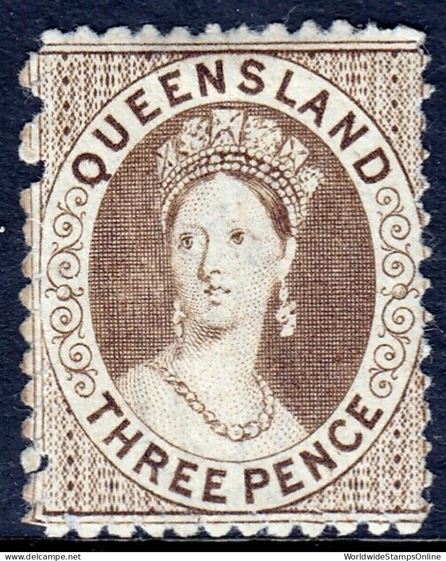 QUEENSLAND — SCOTT 41 (SG 88) — 1875 3d QV CROWN & Q WMK. P13 — MH — SCV $140 - Nuevos