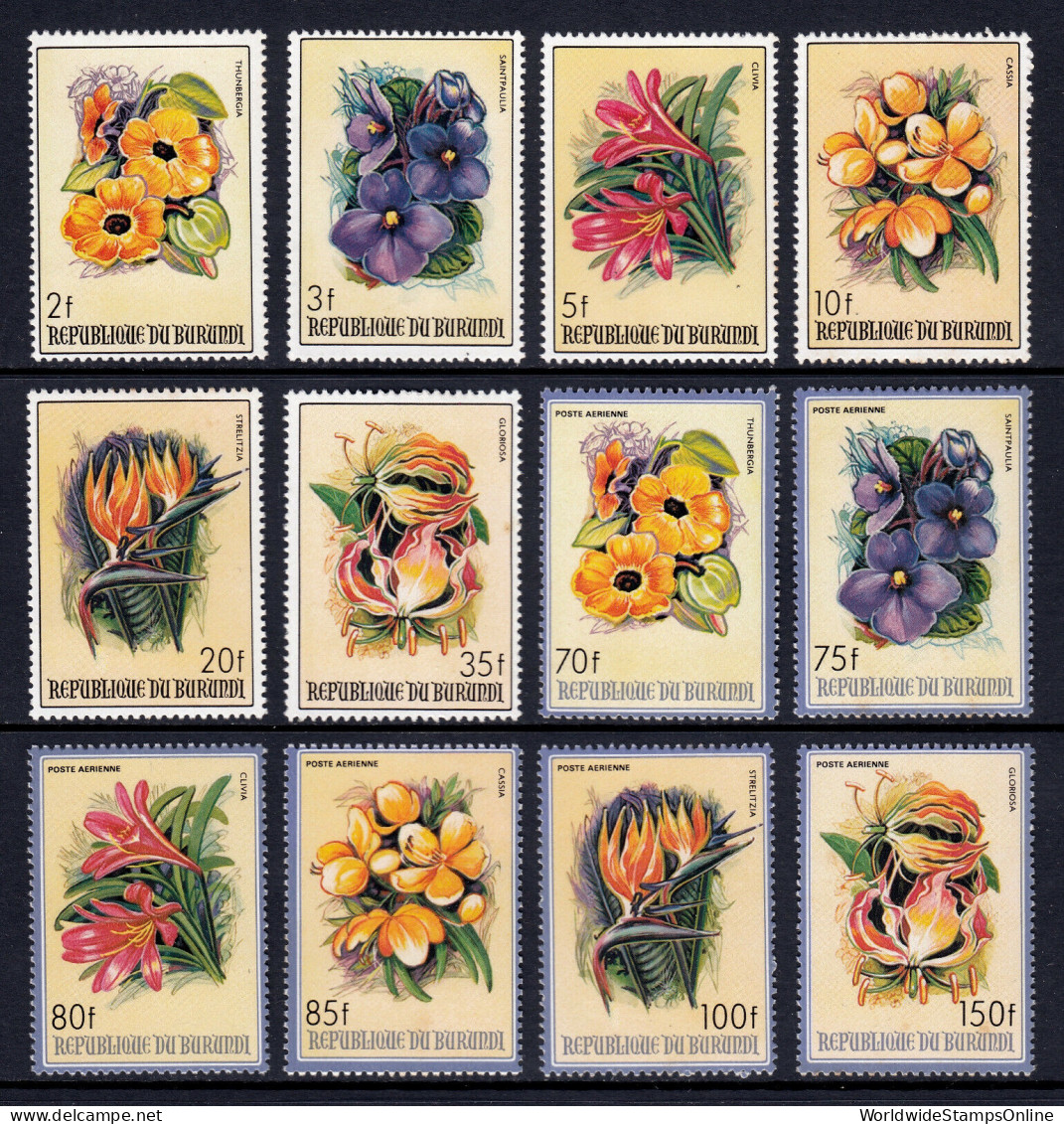 BURUNDI — SCOTT 633-638, C289-C294 — 1986 FLOWERS SET— MNH — SCV $120 - Neufs