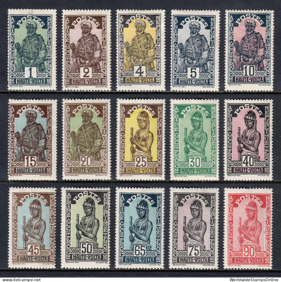 BURKINA FASO — SCOTT 43//57— 1928 HAUSA PORTRAIT ISSUE — MH — SCV $23 - Burkina Faso (1984-...)