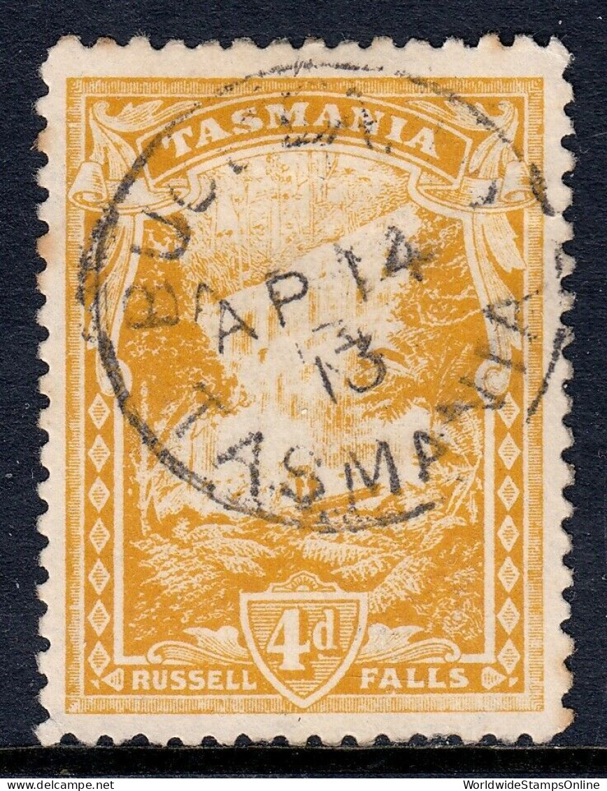 TASMANIA — SCOTT 115a (SG 247da) — 1912 4d ORANGE-YELLOW P11 — USED — SG £70 - Usados