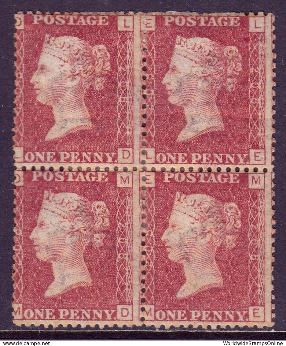 GREAT BRITAIN — SCOTT 33 (SG 44) — 1864 1d RED PLATE 208 — MH BLK/4 — SCV $290 - Nuevos