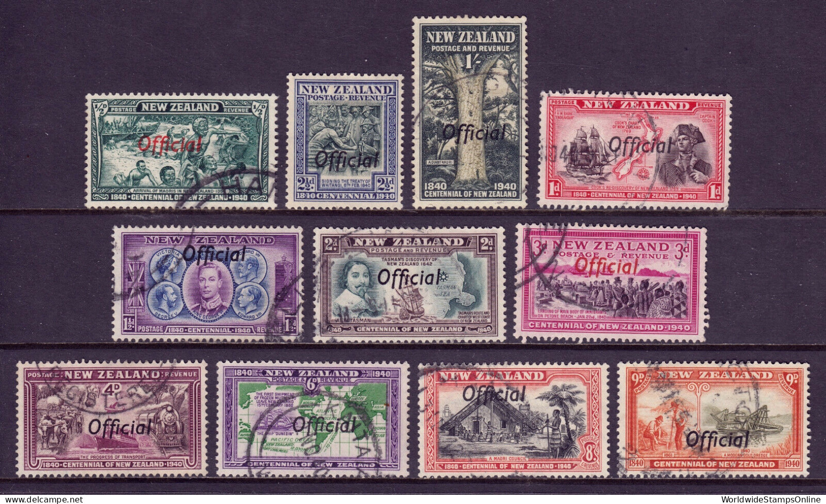 NEW ZEALAND — SCOTT O76-)86 —1940 OFFICIAL SET — USED — SCV $35 - Service