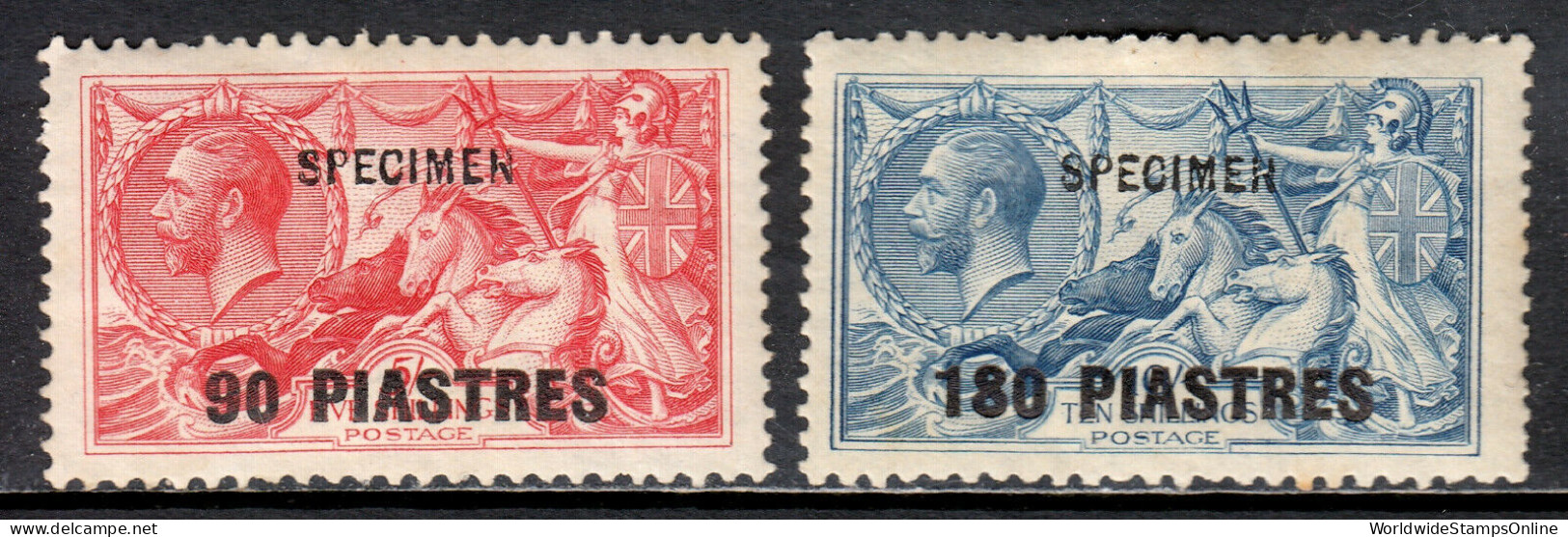 BRITISH LEVANT — SG 49s, 50s — 90pi, 180pi SPECIMEN OVPTS — MH — SG £210 - Levante Británica