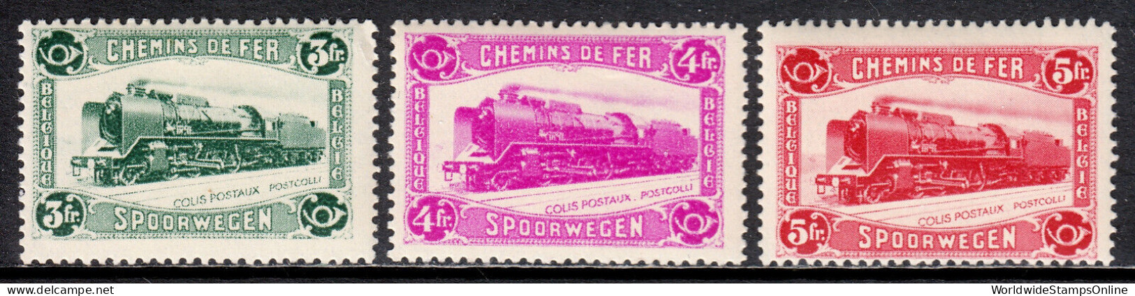 BELGIUM — SCOTT Q181-Q183 — 1934 LOCOMOTIVE RAILWAY SET — MH — SCV $87 - Nuovi