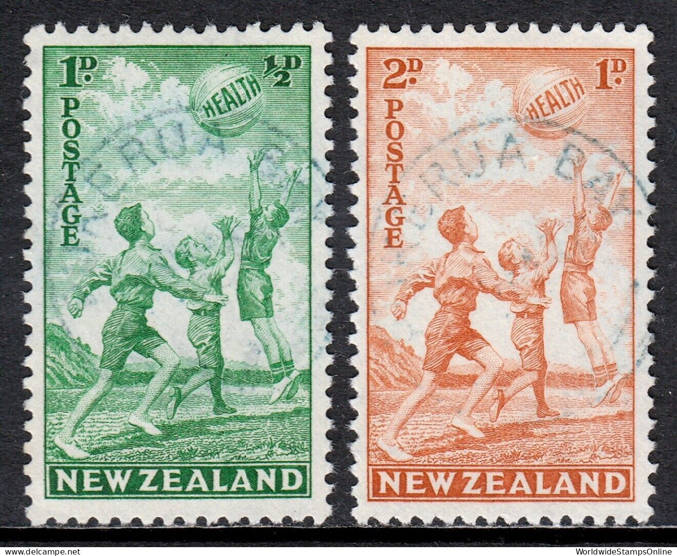 NEW ZEALAND — SCOTT B16-B17 — 1940 HEALTH SET — USED — PUKERUA BAY CDS — SCV $35 - Used Stamps