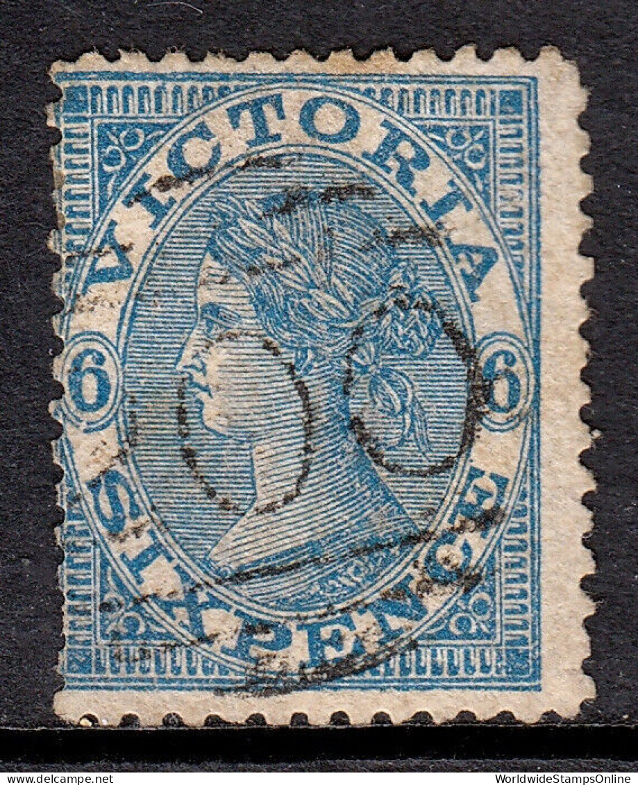 VICTORIA — SCOTT 92 (SG 159) — 1868 6d QV DOUBLE-LINED WMK "4" — USED — SCV $35 - Gebruikt