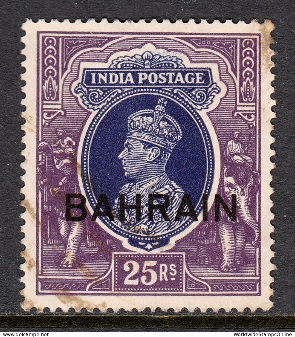 BAHRAIN — SCOTT 37 (SG 37) — 1941 25R KGVI OVERPRINT — USED — SCV $120 - Bahrain (...-1965)