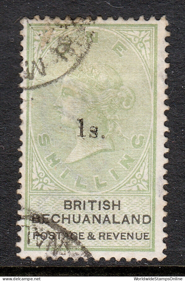 BECHUANALAND — SCOTT 28 (SG 28)— 1888 1/- On 1/- QV SURCHARGE — USED — SCV $100 - 1885-1895 Kronenkolonie