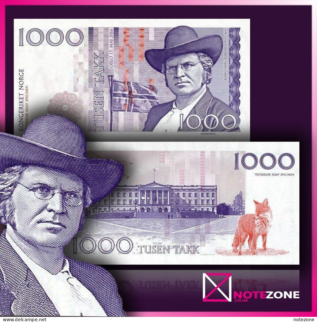 Matej Gabris 1000 Takk Norway Bjornstjerne Bjornson Paper Fantasy Private Note - Norvège