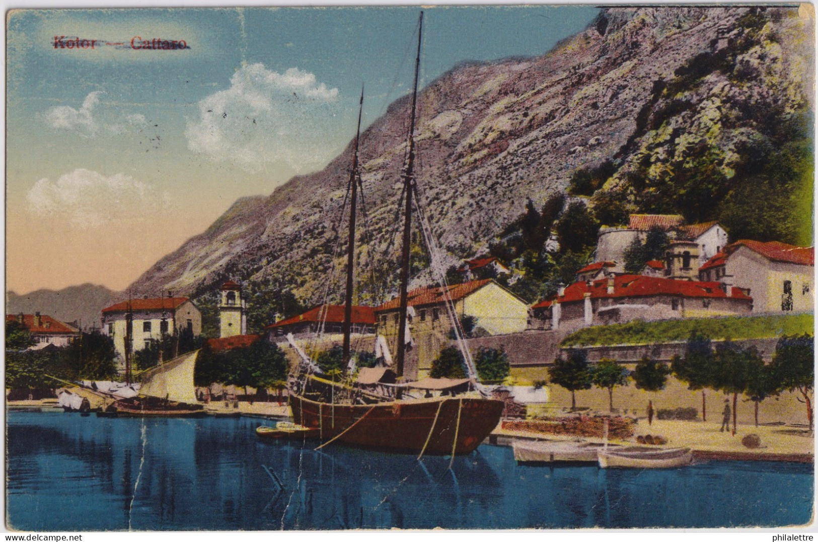 AUSTRIA / MONTENEGRO - 1918 Post Card Of KOTOR From FPO 400/III ("K.u.K. Etappen Stationskommando") - Montenegro