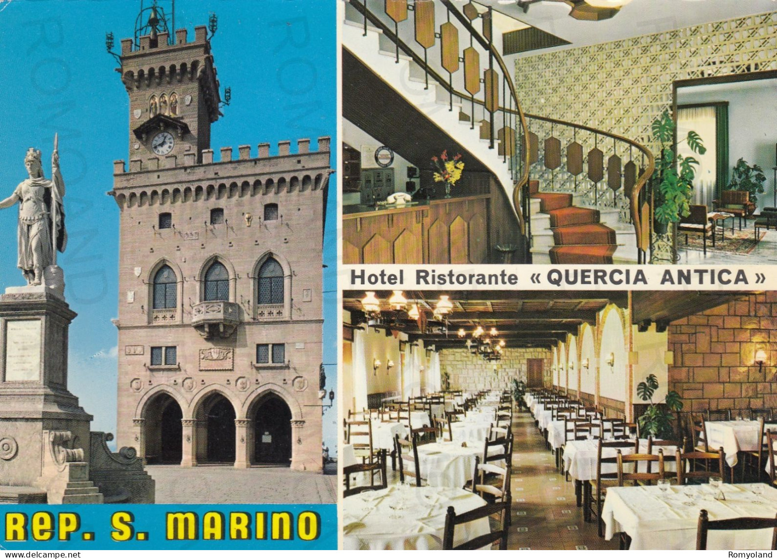 CARTOLINA  REPUBBLICA S.MARINO-HOTEL RISTORANTE "QUERCIA ANTICA"-STORIA,MEMORIA,CULTURA,RELIGIONE,NON VIAGGIATA - San Marino