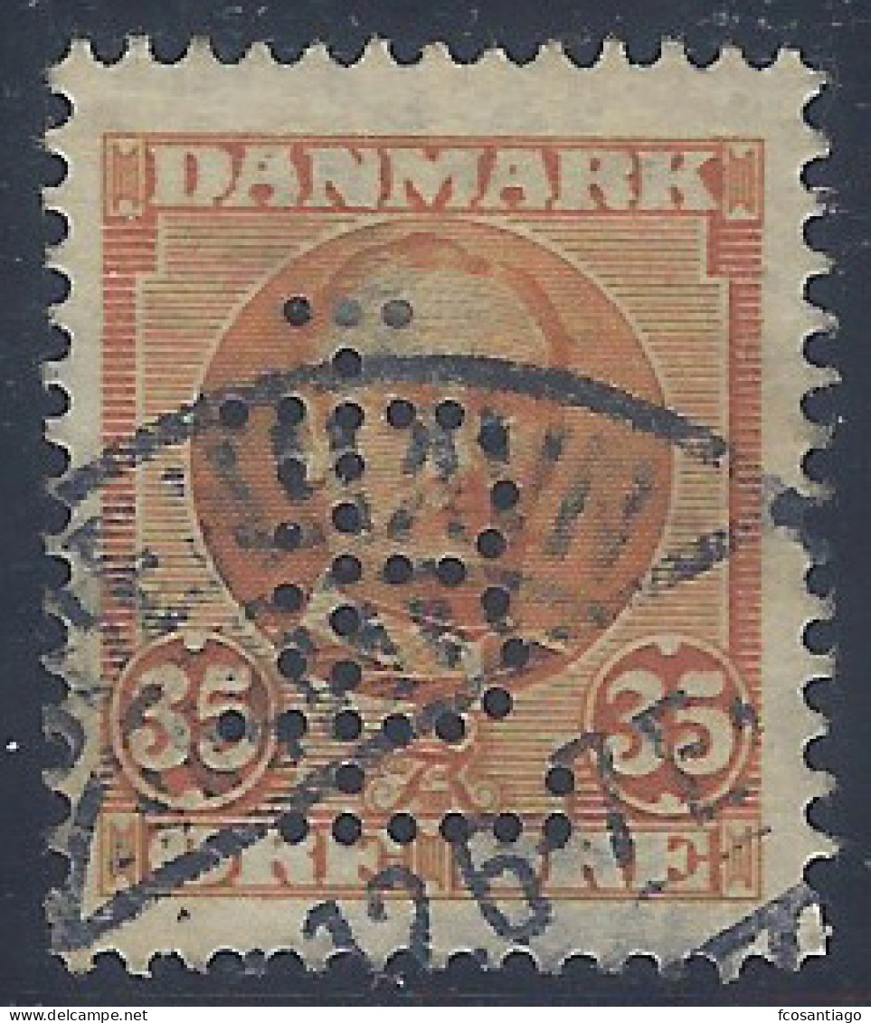 DINAMARCA 1907/12 - Yvert #59 - VFU Perfin - Gebraucht