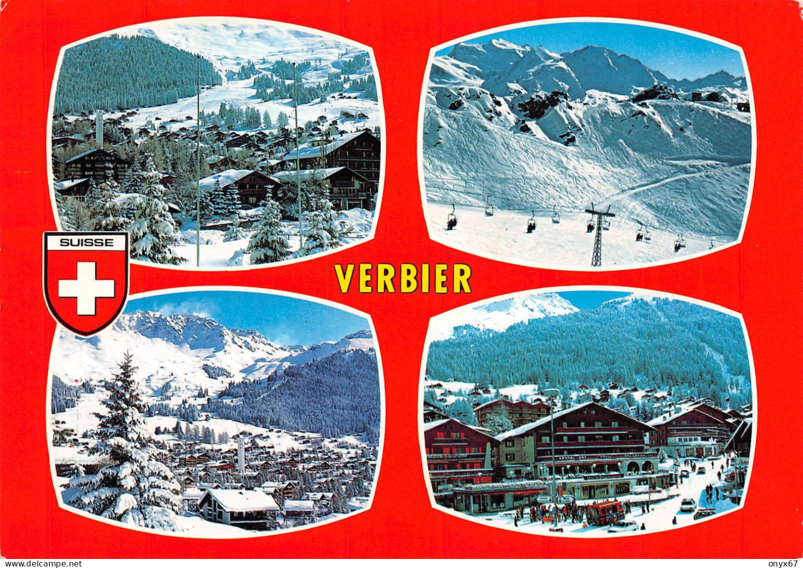 GF-VERBIER-Suisse-Schweiz-Svizzera-Valais-4 Vues Flamme Philatélique-GRAND FORMAT-10 X 15 - Other & Unclassified