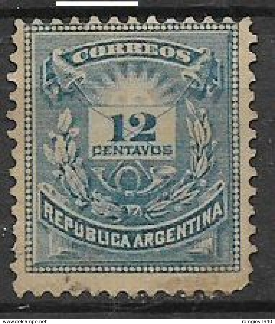 ARGENTINA 1882 CORNO DELLA POSTA YVERT. 56 MNH SENZA GOMMA DENTELLATO 14 - Neufs