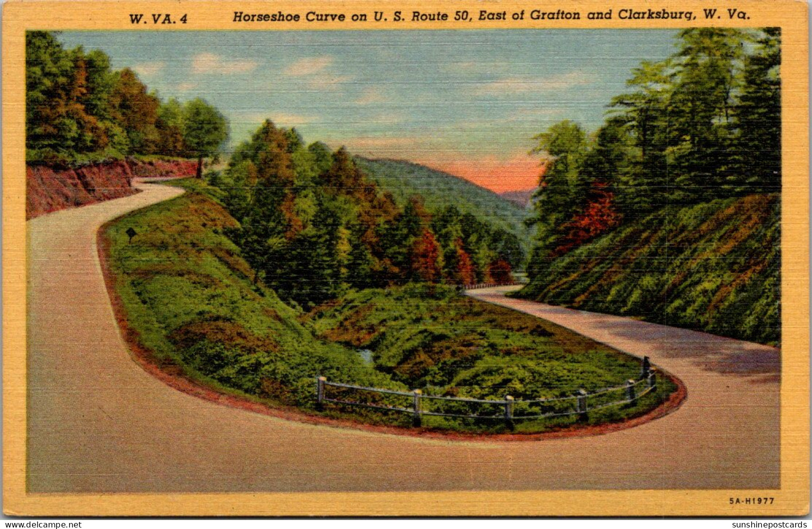 West Virginia Horseshoe Curve On U S Route 50 East Of Grafton And Clarksburg Curteich - Andere & Zonder Classificatie