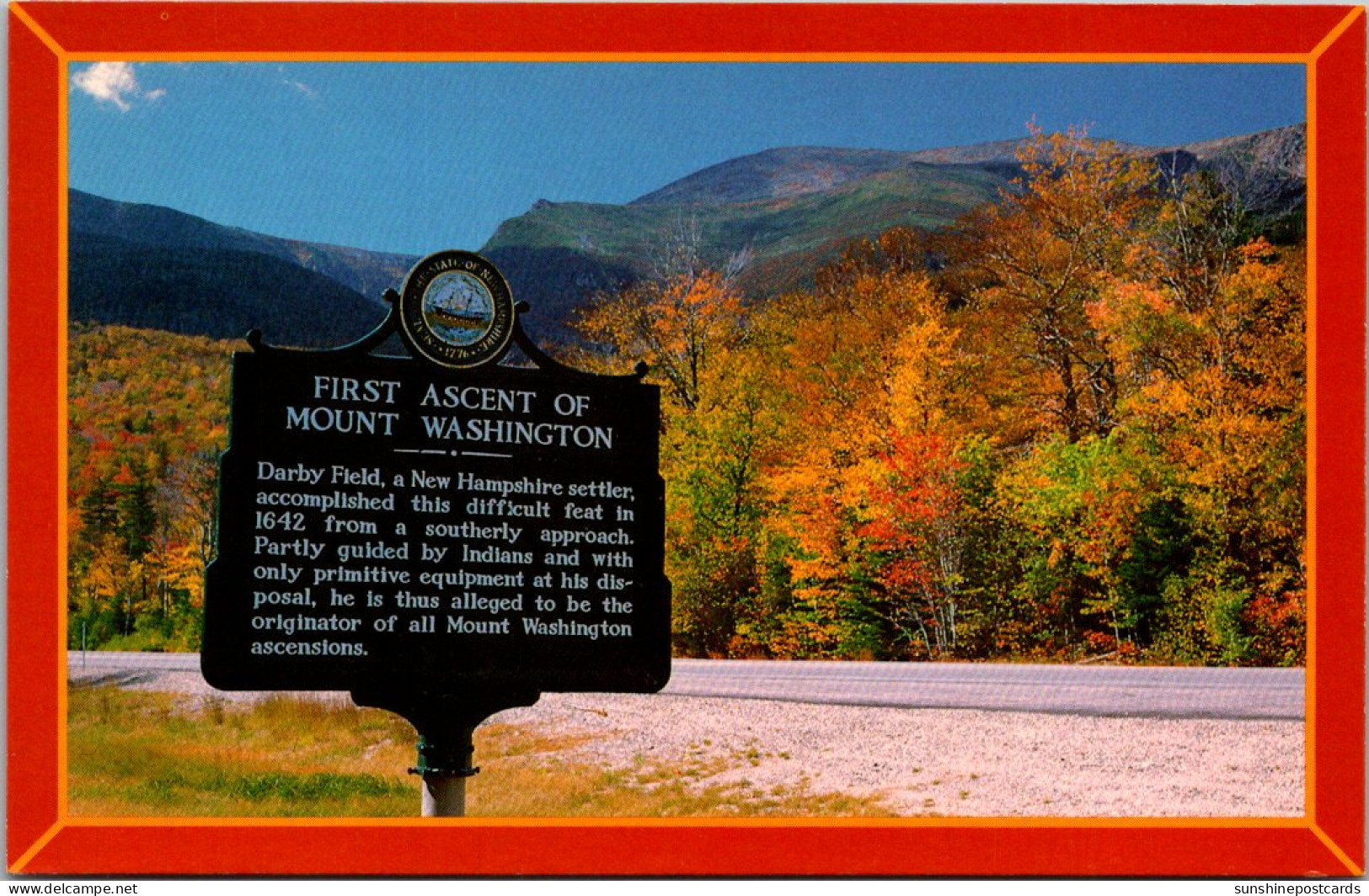 New Hampshire White Mountains First Ascent Of Mount Washingon Marker - White Mountains