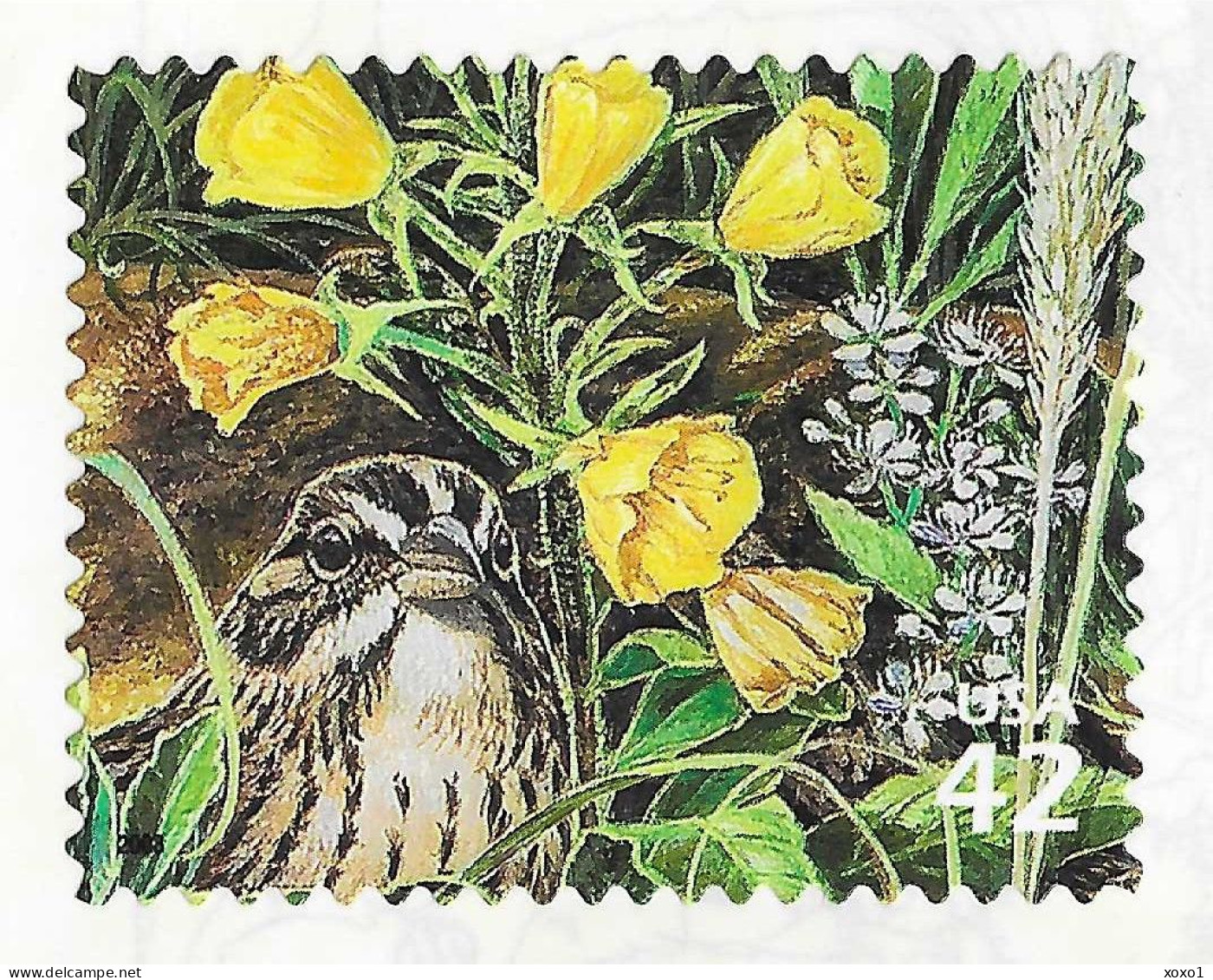 USA 2008 MiNr. 4437 Great Lake Dunes #10, Birds, Vesper Sparrow, Flowers Evening-primrose MNH** 1.00 € - Spatzen