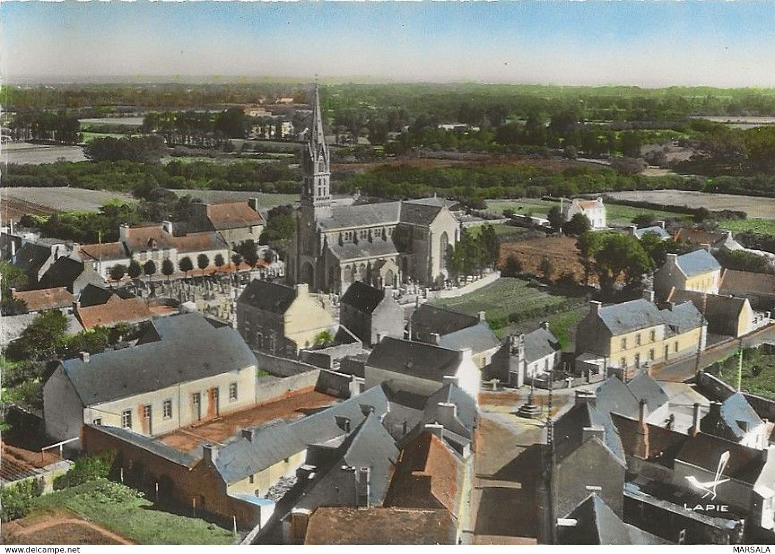 CPSM Plobannalec L'église Et Vue Panoramique - Plobannalec-Lesconil