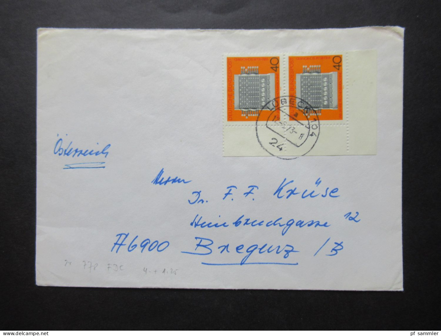 BRD / Berlin 1956 - 1960er Belegeposten 32 Stk. nur EF / MeF mit Randstücken / Eckränder! Auslandsbriefe nach Österreich