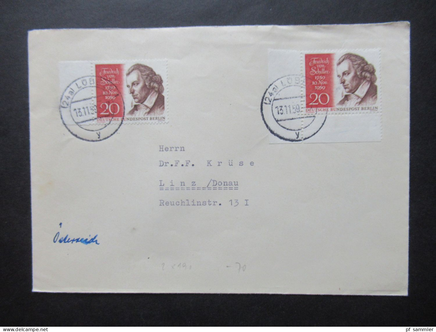 BRD / Berlin 1956 - 1960er Belegeposten 32 Stk. nur EF / MeF mit Randstücken / Eckränder! Auslandsbriefe nach Österreich