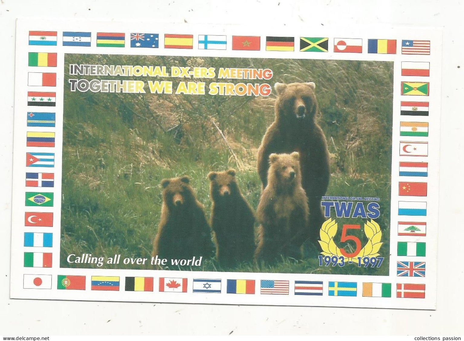 Cp , Carte QSL,  BRAVO ROMEO CHARLIE, International DX - ERS MEETING, 1997, Ours , Oursons, 2 Scans - Radio Amatoriale