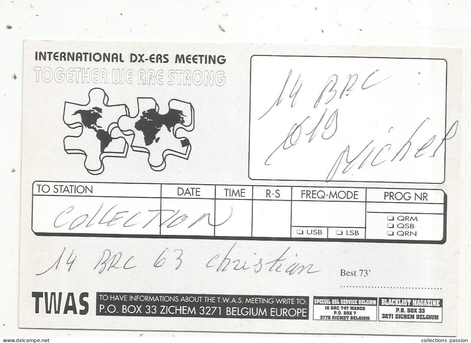 Cp , Carte QSL,  BRAVO ROMEO CHARLIE, International DX - ERS MEETING, 1997, Ours , Oursons, 2 Scans - Radio Amateur