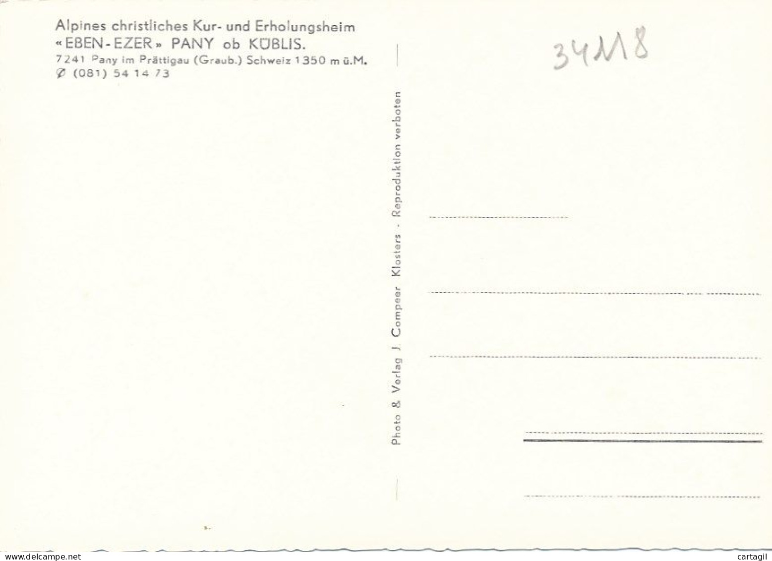CPM GF ( Mehrbildkarte) -34118 -Suisse - Pany Ob Küblis - Erholungsheim "Eben Ezer"-Envoi Gratuit - Küblis