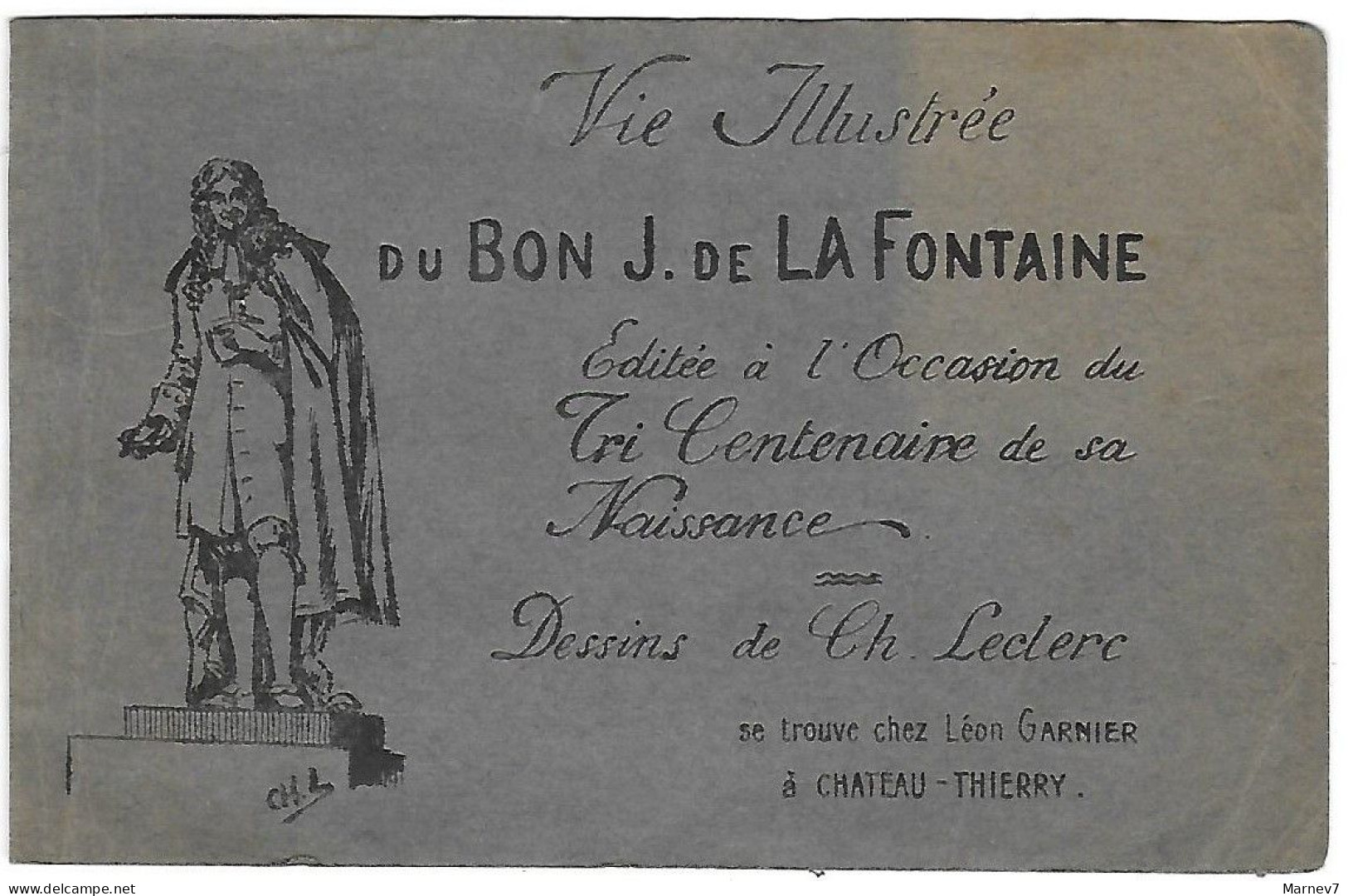 Fables Jean De La FONTAINE Carnet De 11 Gravures -1921 - Château-Thierry - Tricentenaire De Sa Naissance Dessins LECLERC - Fairy Tales, Popular Stories & Legends