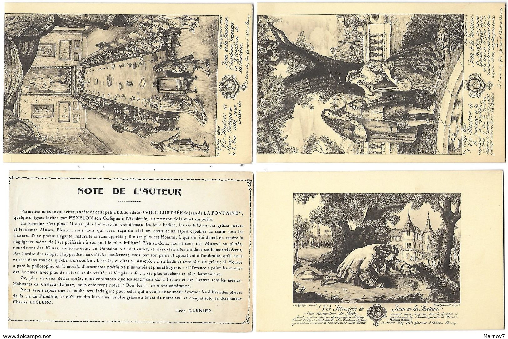 Fables Jean De La FONTAINE Carnet De 11 Gravures -1921 - Château-Thierry - Tricentenaire De Sa Naissance Dessins LECLERC - Fairy Tales, Popular Stories & Legends