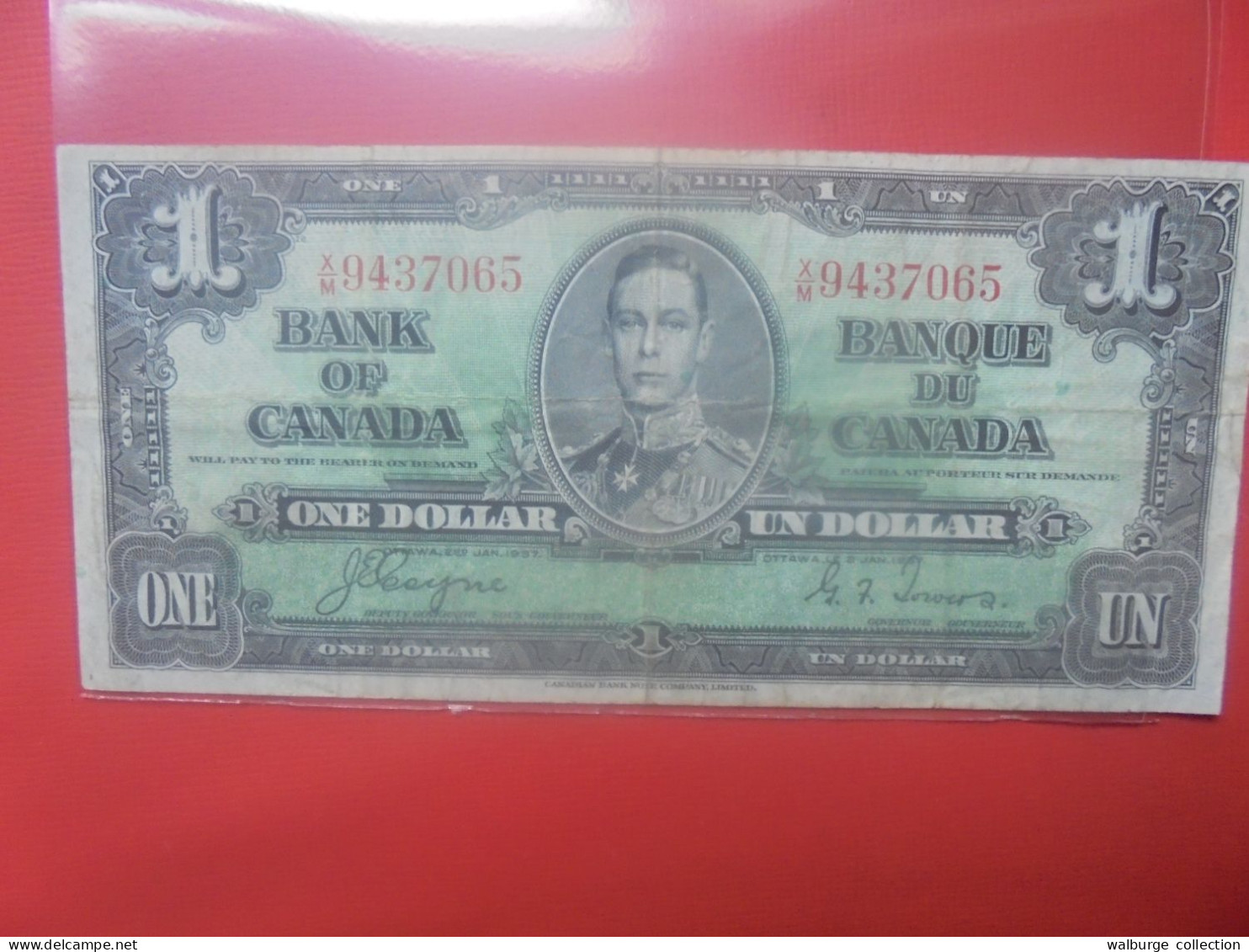 CANADA 1$ 1937 Signature "Coyne-Towers" Circuler (B.29) - Canada