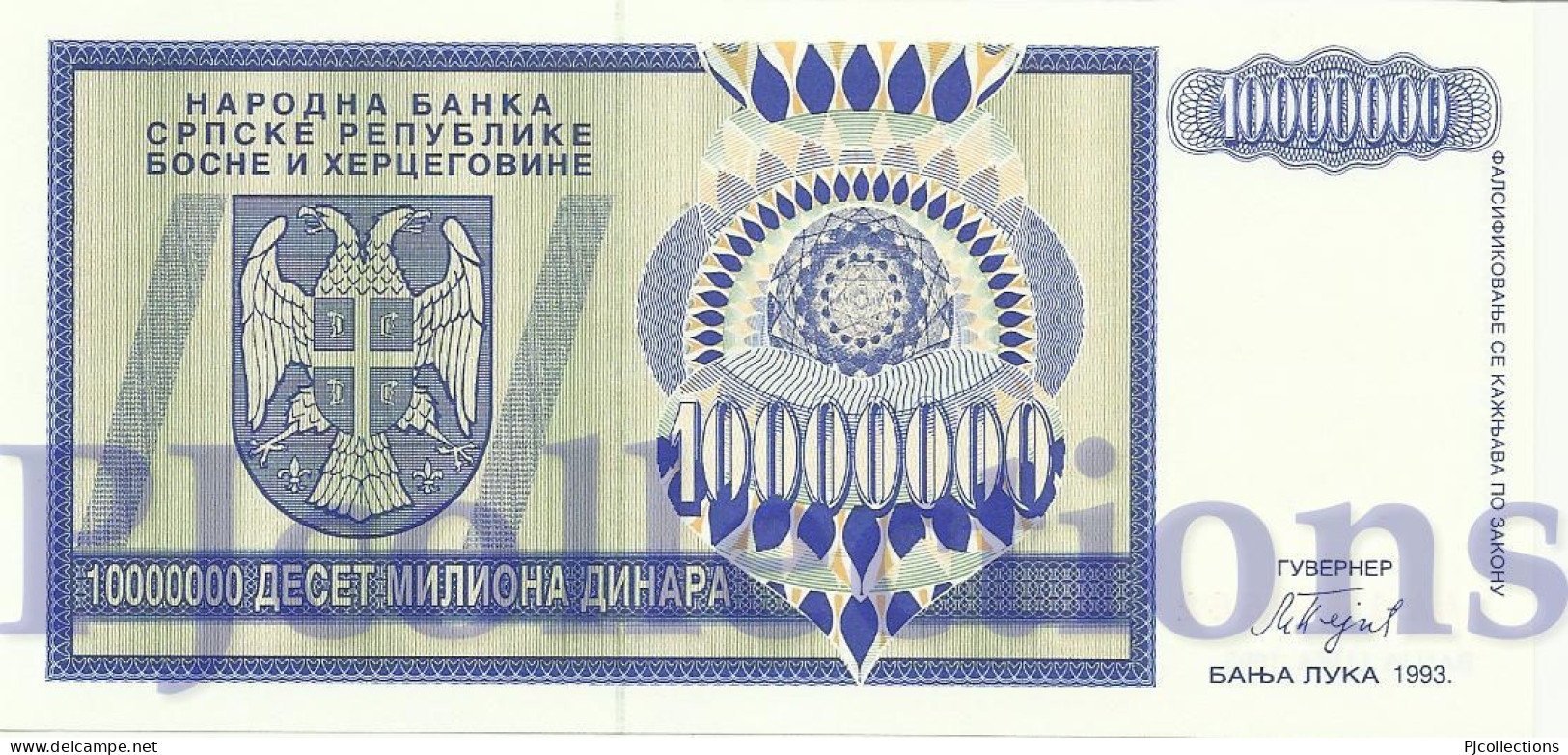 BOSNIA HERZEGOVINA 10 MILLION DINARA 1993 PICK 144a UNC - Bosnie-Herzegovine