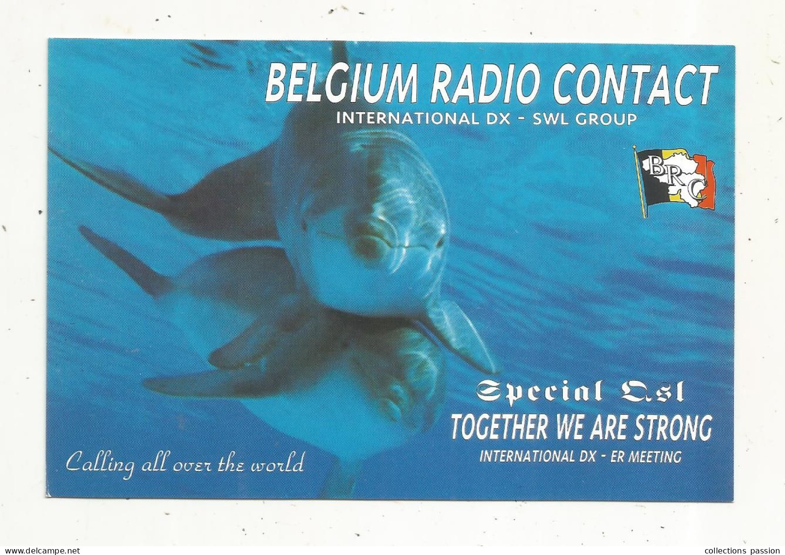 Cp , Carte QSL,  BRAVO ROMEO CHARLIE, International DX - SWL Group Belgium, Dauphin, 2 Scans - Radio Amateur