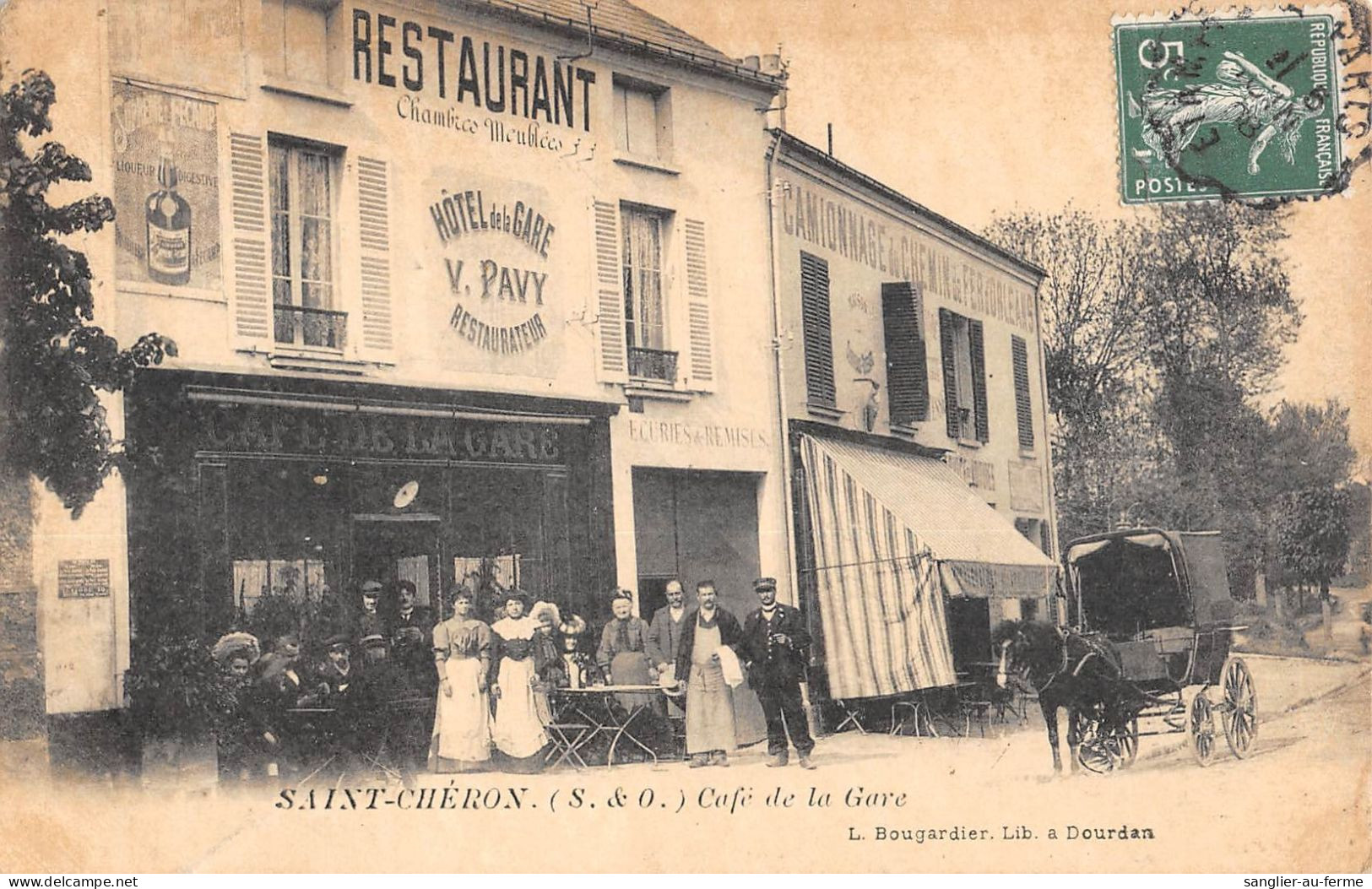 CPA 91 SAINT CHERON / CAFE DE LA GARE / HOTEL DE LA GARE / V.PAVY PROPRIETAIRE - Saint Cheron