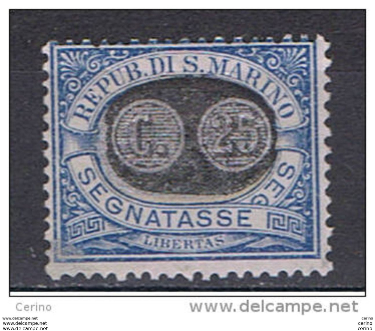 SAN  MARINO:  1931 TX  SOPRASTAMPATO  -  25 C./30 C. AZZURRO  T.L. -  SASS. 40 - Strafport