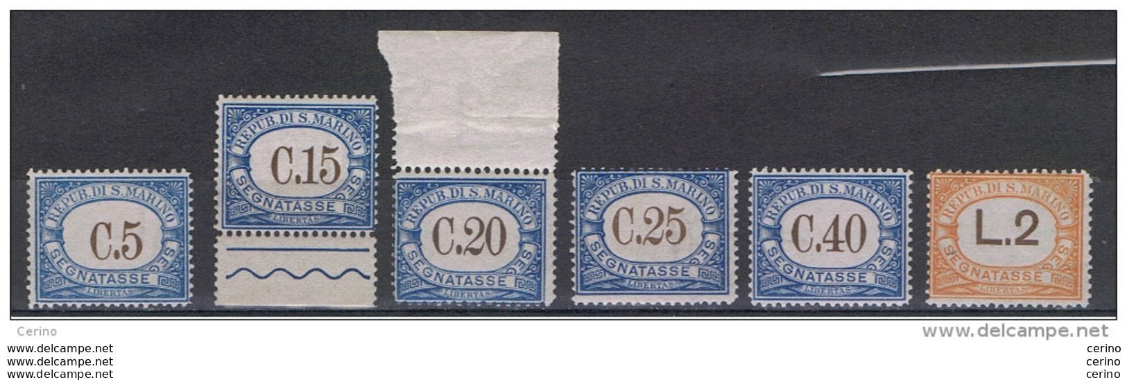 SAN  MARINO:  1939  TX  CIFRA  -  S. CPL. 6  VAL. N./L. -  SASS. 54/59 - Impuestos