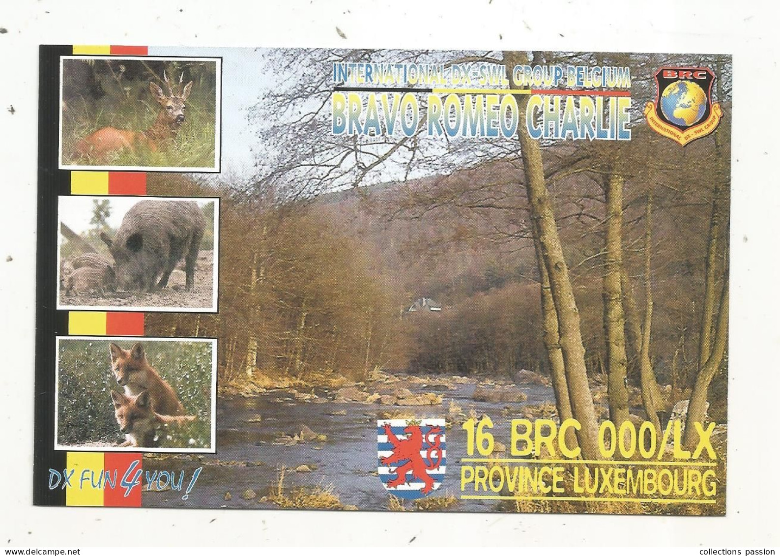 Cp , Carte QSL,  BRAVO ROMEO CHARLIE, International DX - SWL Group Belgium, Province Luxembourg, 2 Scans - Radio Amateur