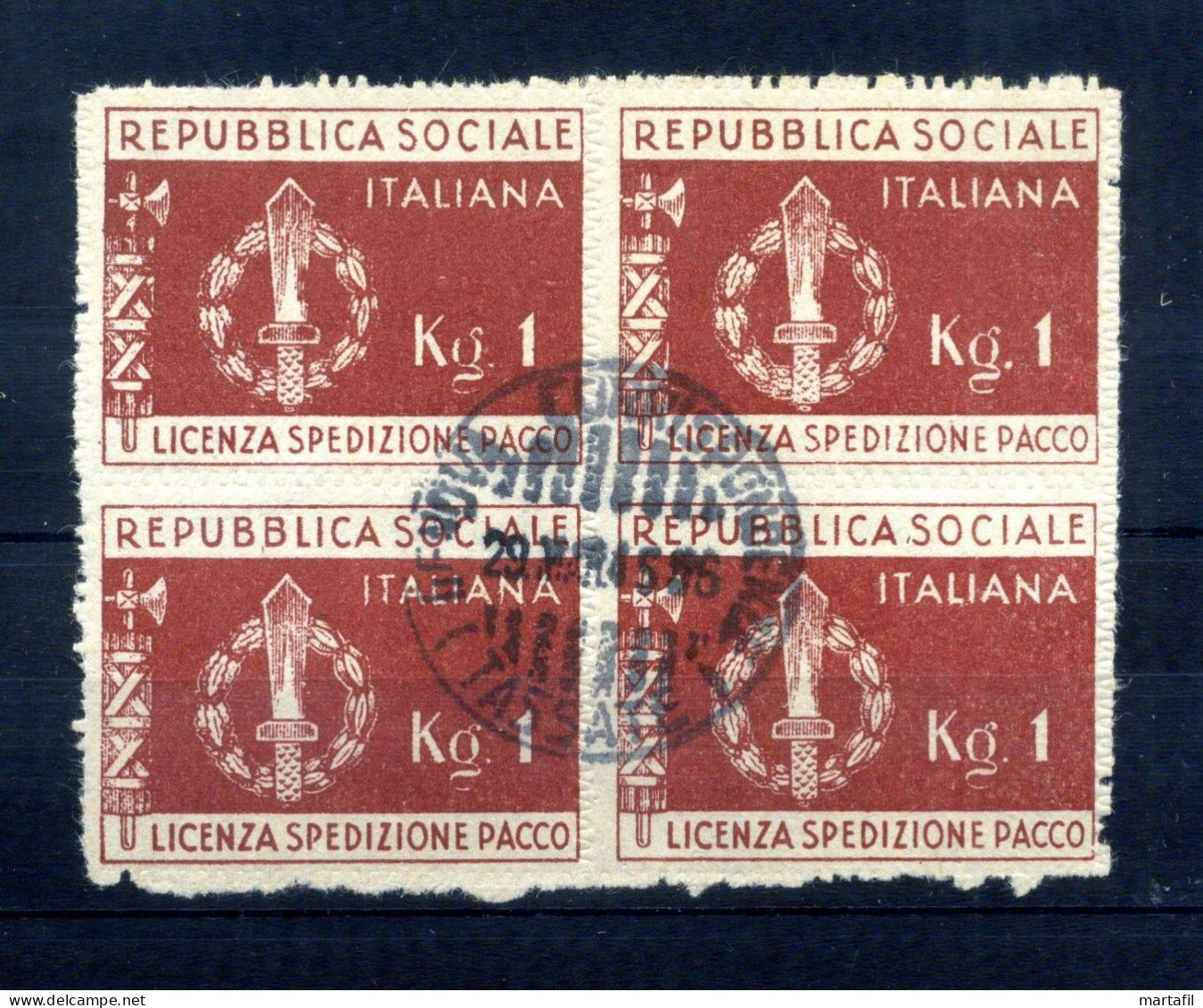 1944 Repubblica Sociale Italiana RSI Franchigia Militare S1 Bruno Rosso, Quartina, Annullato - Used