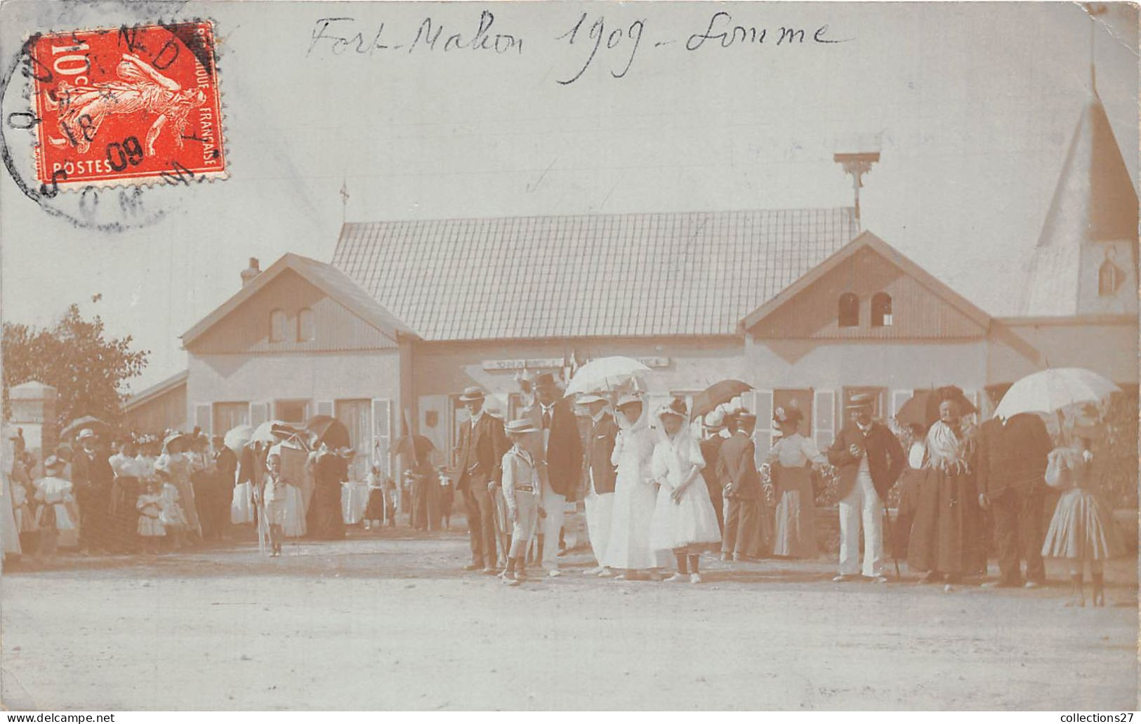 80-FORT-MAHON- CARTE-PHOTO- DEVANT LA CHAPELLE SAINTE MARIE - Fort Mahon