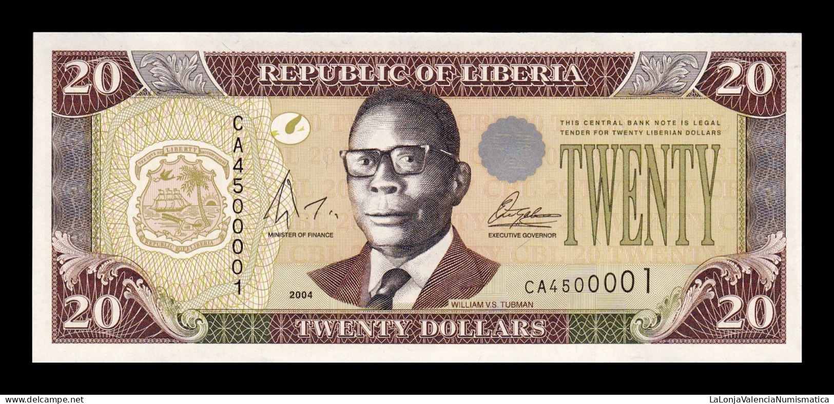 Liberia 20 Dollars 2004 Pick 28b Sc Unc - Liberia