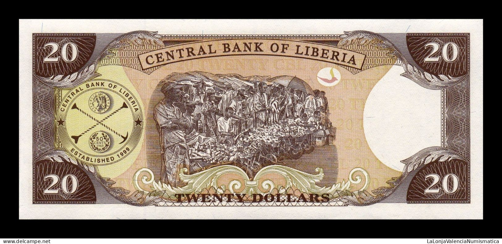 Liberia 20 Dollars 2004 Pick 28b Sc Unc - Liberia