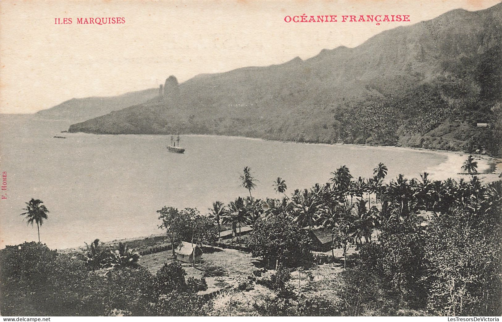 Nouvelle Calédonie - Iles Marquises - F. Homes - Mer - Plage - Bateau - Carte Postale Ancienne - Nuova Caledonia