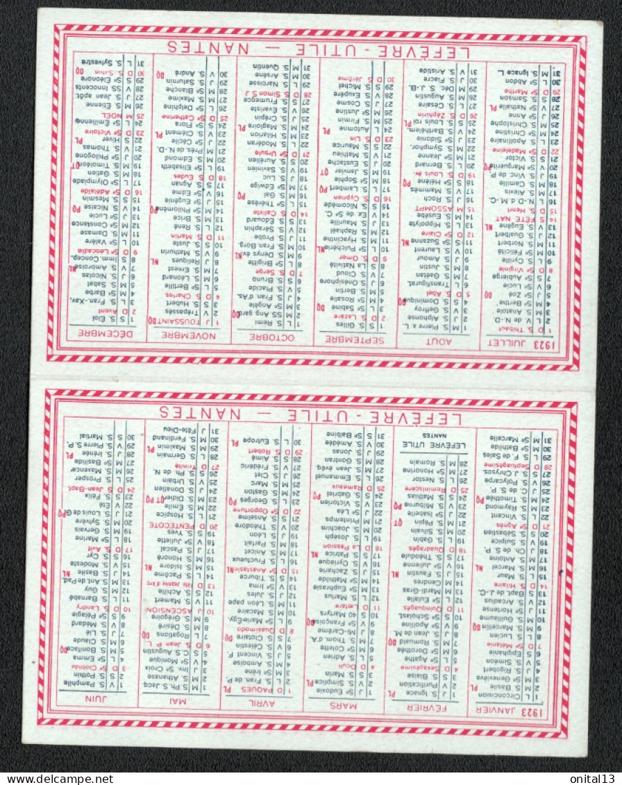 1923 CALENDRIER PETIT FORMAT BISCUITS LU  D1871 - Petit Format : 1921-40