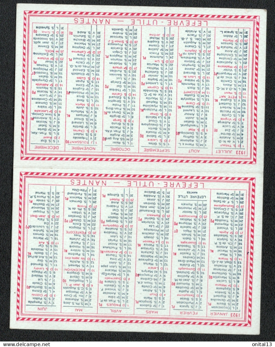 Small : 1921-40 - 1923 CALENDRIER PETIT FORMAT BISCUITS LU D1871