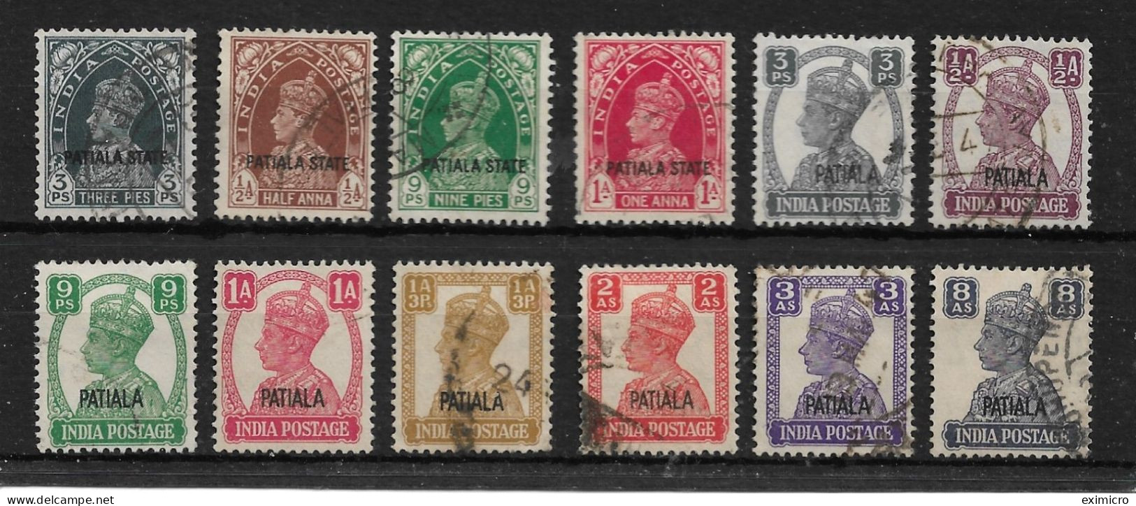 INDIA - PATIALA 1937 - 1946 FINE USED SELECTION SG 80/83, 103/107, 109, 110, 112 Cat £15+ - Patiala