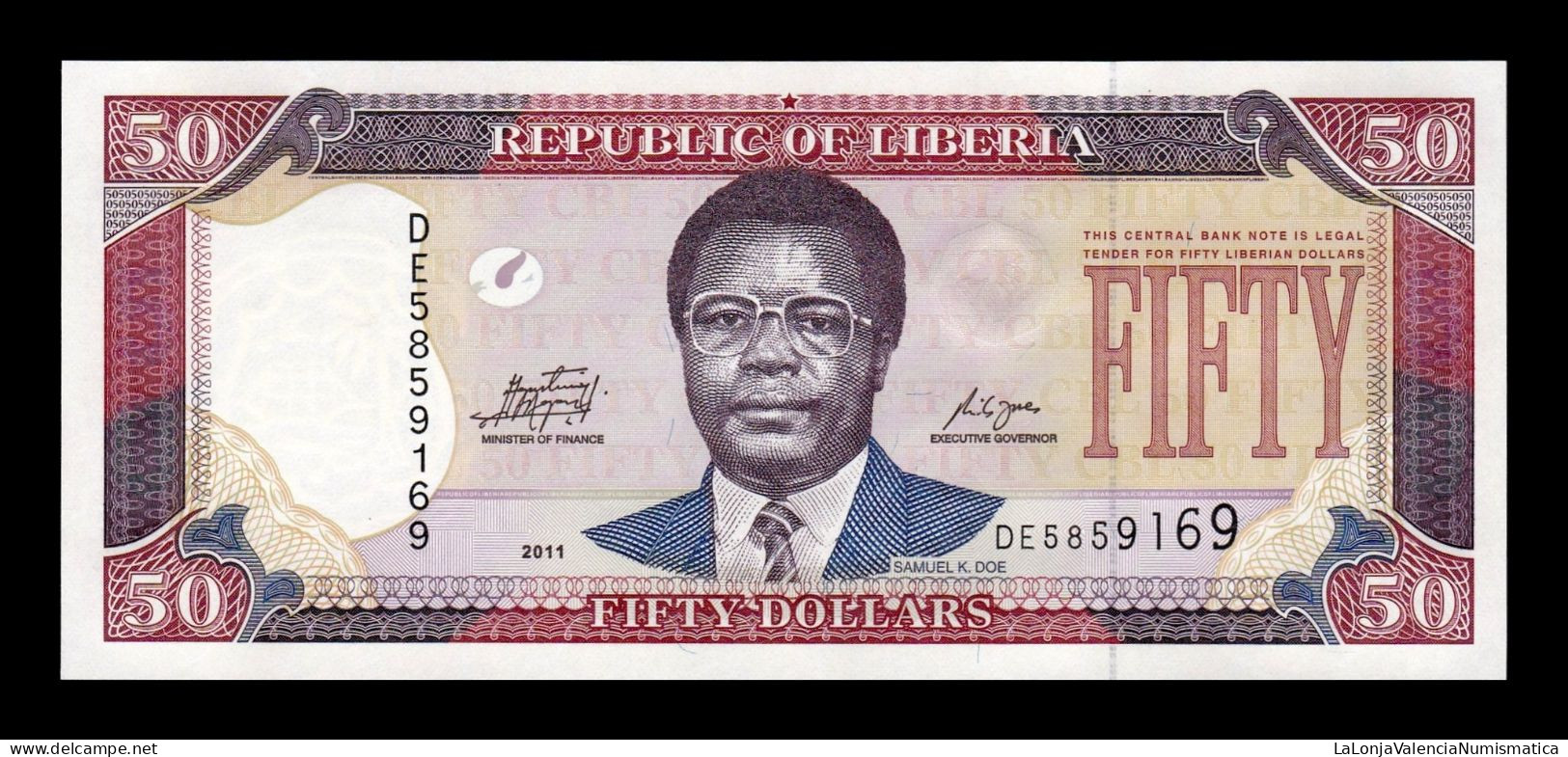 Liberia 50 Dollars 2011 Pick 29f Sc Unc - Liberia