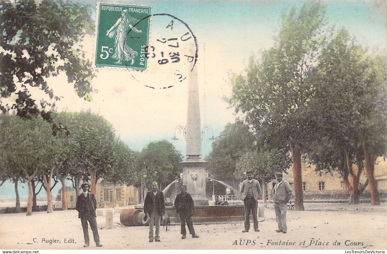 FRANCE - 83 - AUPS - Fontaine Et Place Du Cours - Carte Postale Ancienne - Aups