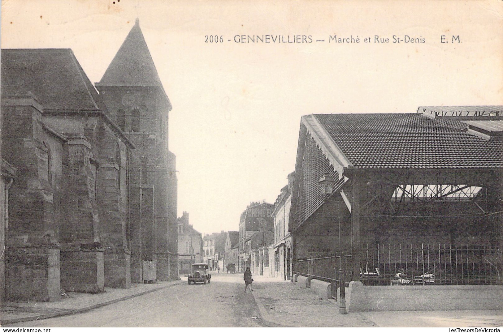 FRANCE - 92 - GENNEVILLIERS - Marché Et Rue St Denis - EM - Carte Postale Ancienne - Gennevilliers