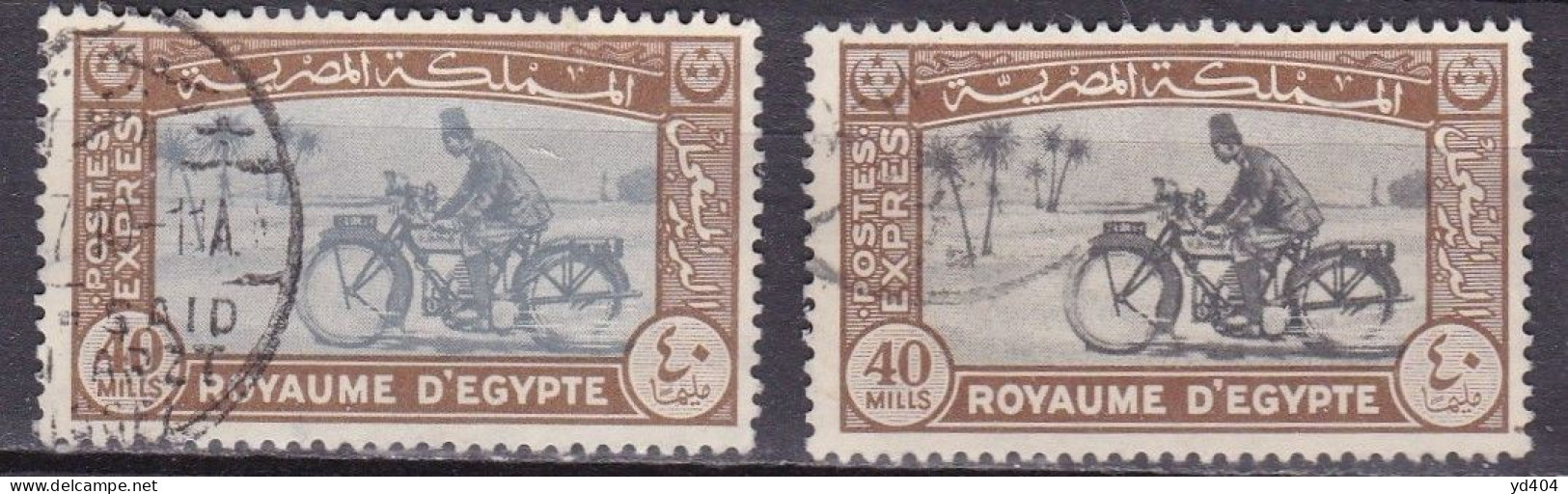 EG905 – EGYPTE – EGYPT – EXPRESS – 1944 – MOTORCYCLE POSTMAN – Y&T # 4(x2) USED 12 € - Used Stamps