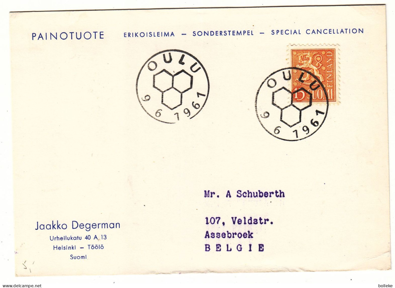 Finlande - Carte Postale De 1961 - Oblit Oulu - Lions - - Covers & Documents