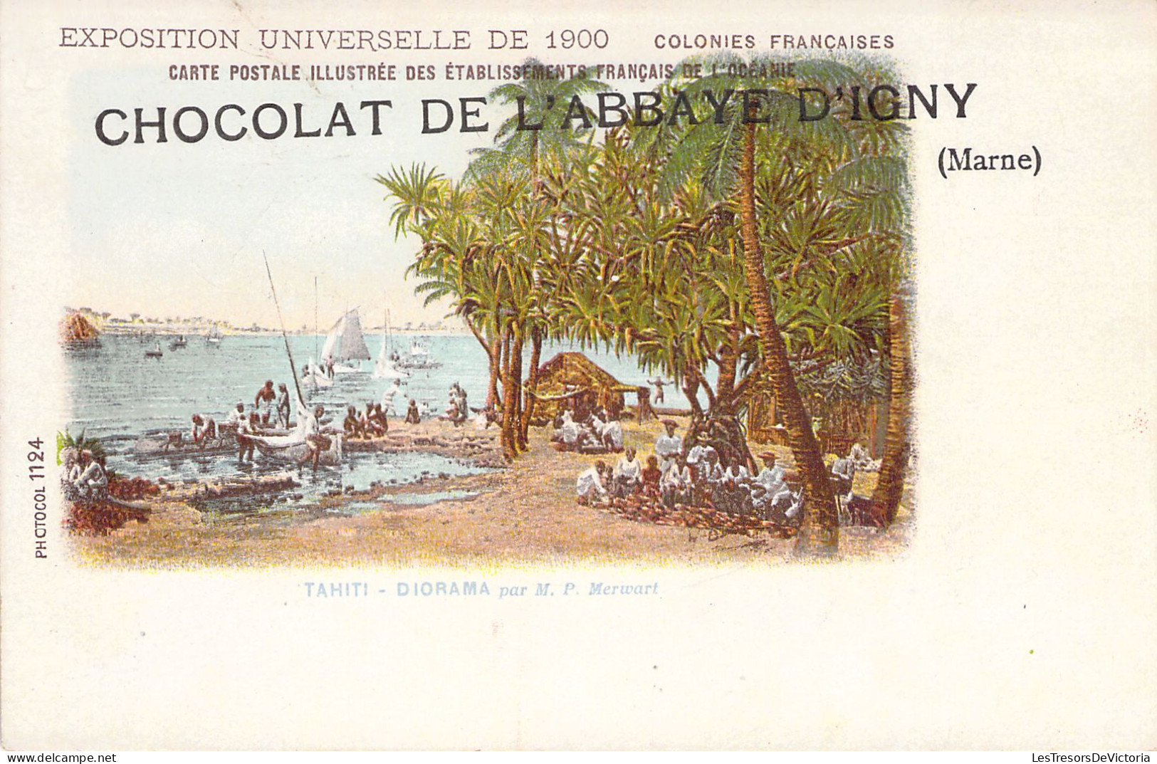 TAHITI - DIORAMA Par MP MERWART - Pub Chocolat Abbaye Igny - - Carte Postale Ancienne - Tahiti
